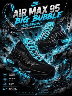 New! Nike Air Max 95 Big Bubble "Scorpion" in black and gamma blue!